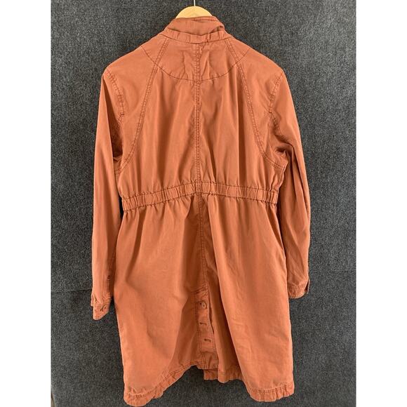 Anthropologie Longline Anorak Parka Cargo Jacket Coat M Rust Hooded Coat - Picture 6 of 16